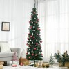 HOMCOM 7 FT Tall Slim Noble Fir Unlit Artificial Christmas Tree with Realistic Branches and 499 Tips, Green - 2 of 4