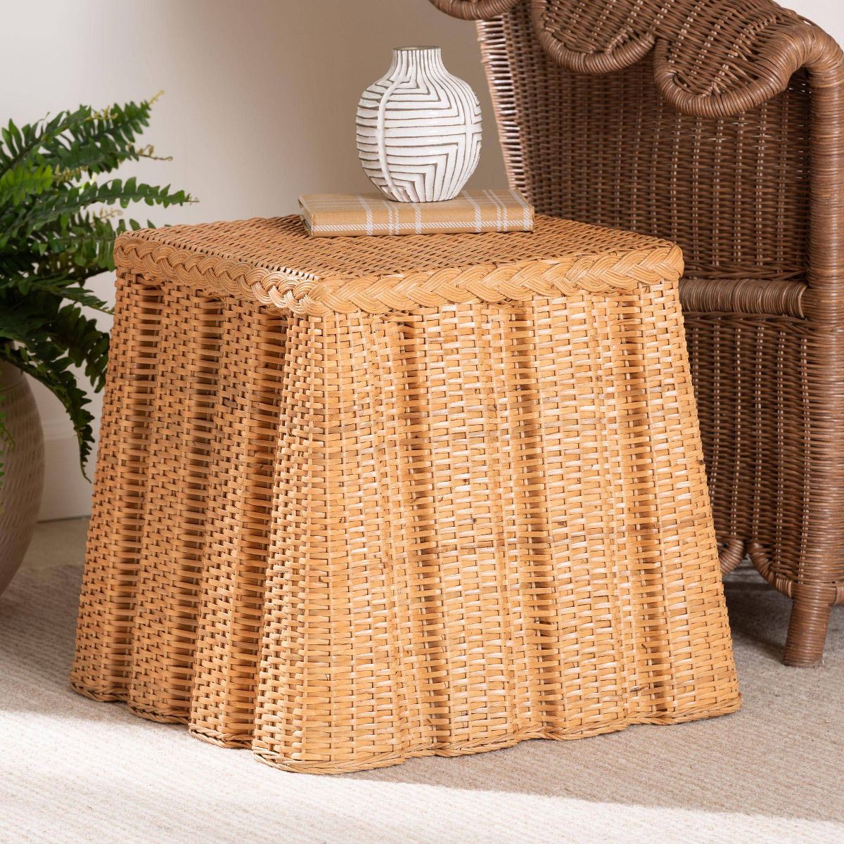 bali & pari Andrea Natural Rattan End Table Light Honey - thumbnail 4