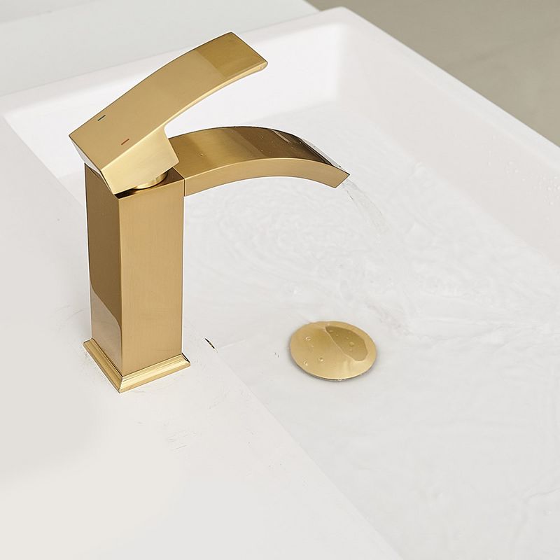 BWE Waterfall Single Hole Single Handle Bathroom Faucet in Brushed Gold, 5 of 7