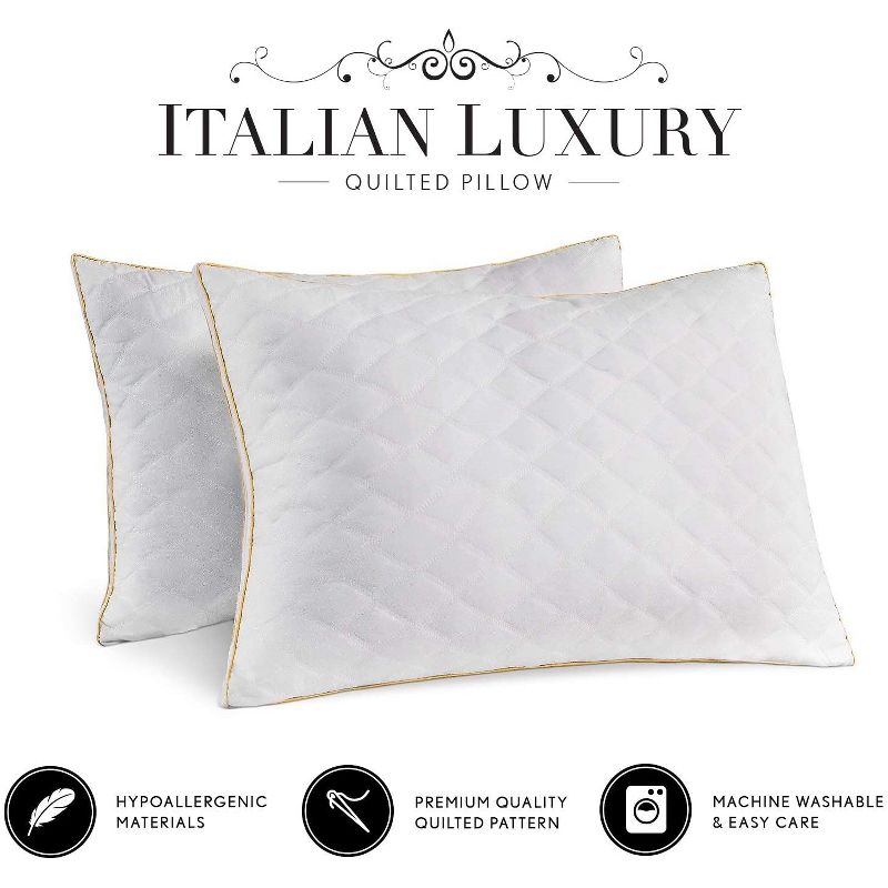 Dr. Pillow Italian Luxury Quilted Pillow - Queen, Set of 2, 5 of 7