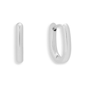 EVRY JEWELS WATERPROOF Gold or Silver Plated Stainless Steel Bold Oval Hoop Earrings - 1 of 2