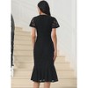 INSPIRE CHIC Women's Lace Floral Fishtail Formal Cocktail Short Sleeve Midi Dress - 4 of 4