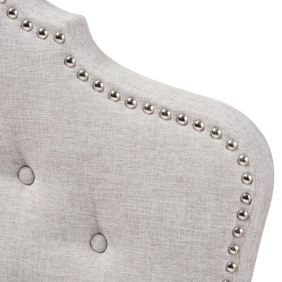 Greyish Beige Tufted Upholstered Queen Headboard with Nailhead Trim