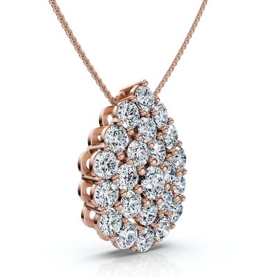 Pompeii3 2Ct Diamond Pear Shape Pave Pendant 14k Gold Necklace Lab Created