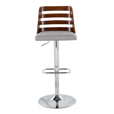Trevi Walnut and Grey Adjustable Swivel Barstool - Set of 2