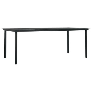 vidaXL Garden Dining Table Black Powder-coated steel, glass - 1 of 4