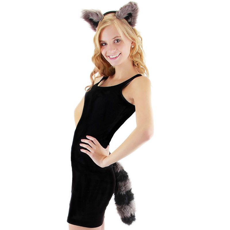 HalloweenCostumes.com  Women Women's Raccoon Ears and Tail Set, Gray, 1 of 5