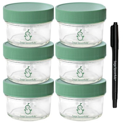 Image of Sage Spoonfuls 6pk Leak Proof Glass Baby Food Containers - Clear - 4oz