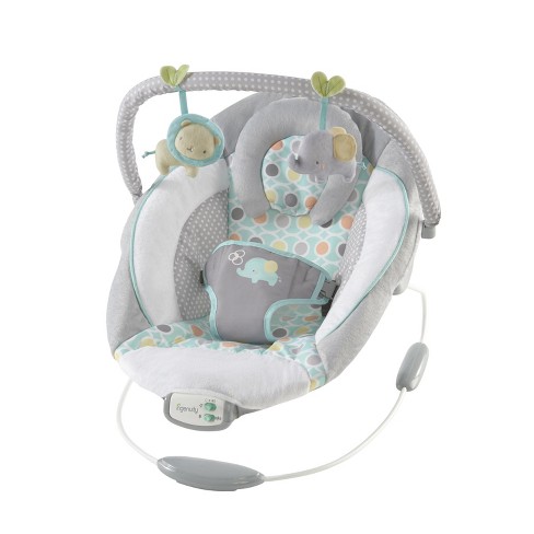 Bright Starts Comfy Baby Bouncer Soothing Vibrations Infant Seat - Taggies,  Music, Removable Toy-Bar, 0-6 Months Up to 20 lbs (Jungle Vines)