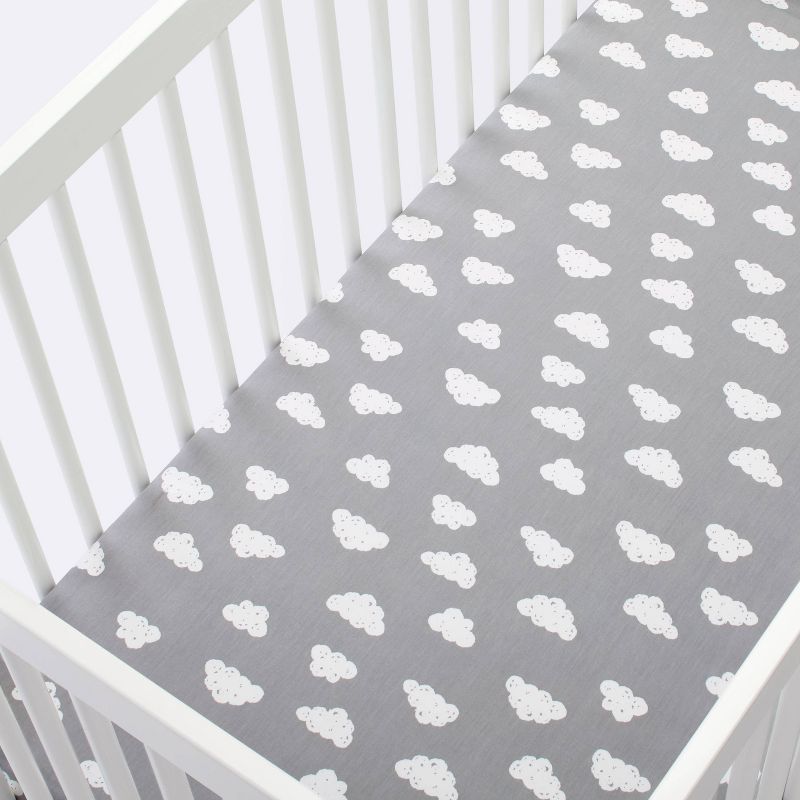 Crib Fitted Sheet Clouds - Cloud Island&#8482; Gray, 4 of 7