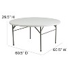 Emma and Oliver 5-Foot Round Bi-Fold Granite White Plastic Folding Table with Carrying Handle - 3 of 4