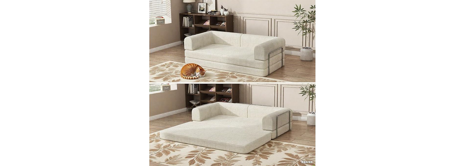 Coucheta Convertible Sleeper Sofa Collection - Corduroy Fabric, Fixed Frame, Modular for Living Room, Lounge & Studio, Multiple Colors