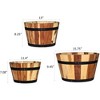 Classic Home and Garden Acacia Natural Wood Whiskey Barrel Planter with Black Metal Band, Assorted Sizes (Set of 3) - 3 of 4