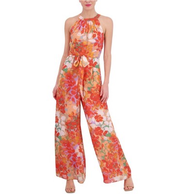 Vince Camuto Womens Floral Chiffon Jumpsuit