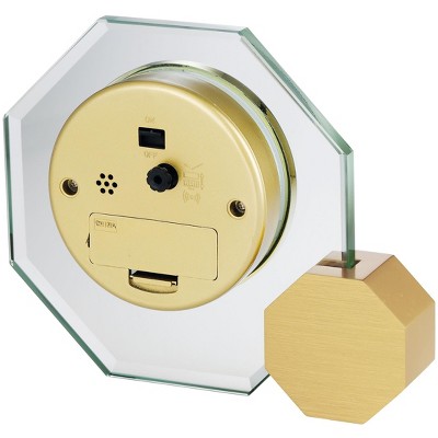 Gold and Glass Octagon Table Clock with Quartz Movement