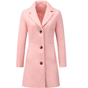 INSPIRE CHIC Women's Single Breasted Notched Lapel Long Winter Coats - 1 of 4