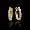 Ross-Simons 0.15 ct. t.w. Lab-Grown Diamond Hoop Earrings in 18kt Gold Over Sterling - 3 of 4