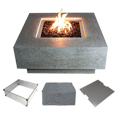 Elementi 36" Fire Pit Propane with Windscreen & Stainless Steel Lid 4 Pc