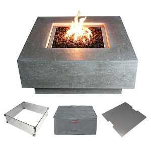 Elementi 36" Fire Pit Propane with Windscreen & Stainless Steel Lid 4 Pc - 1 of 4