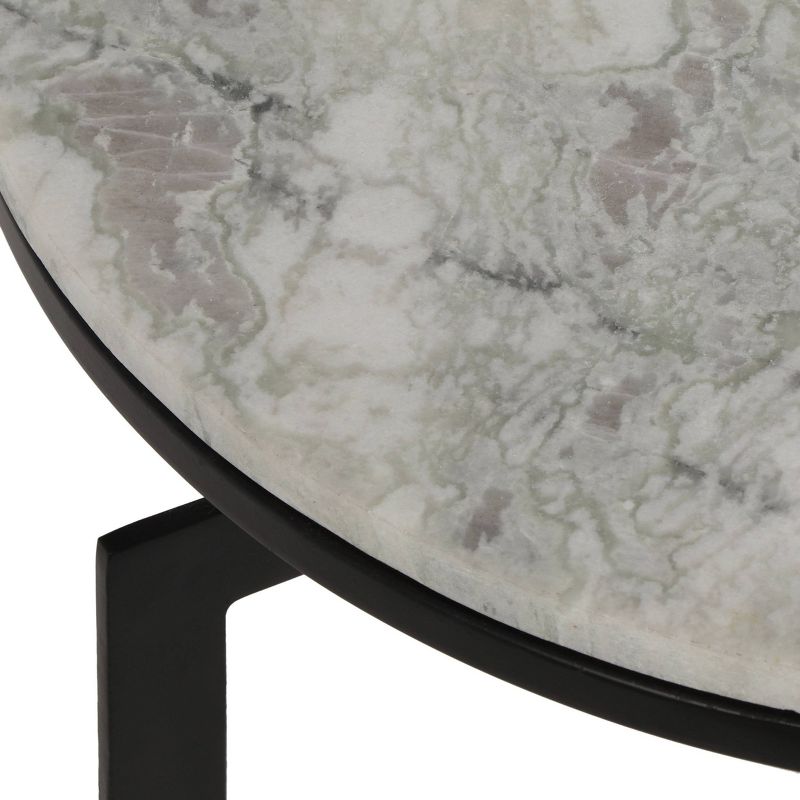 Brenizer Modern Glam Handcrafted Marble Top Side Table Natural White/Black - Christopher Knight Home, 5 of 6