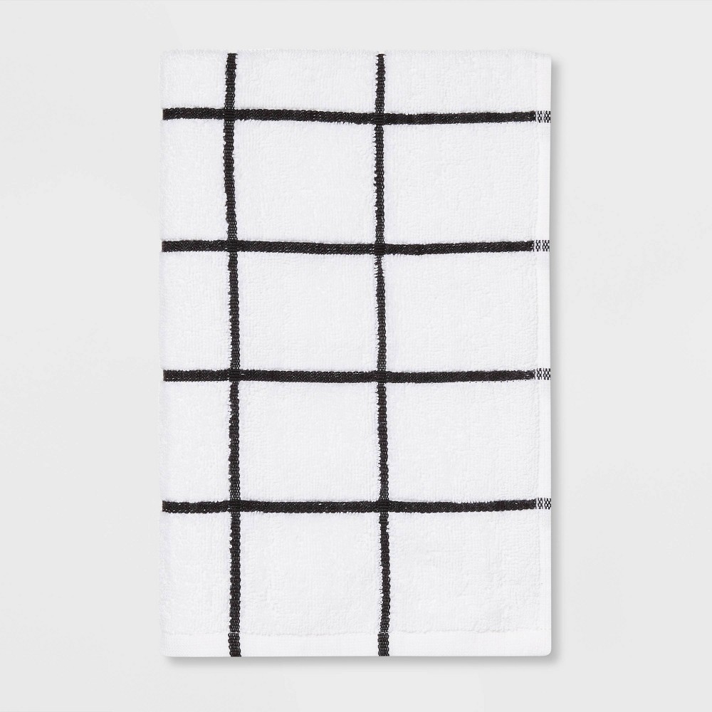 Photos - Towel Everyday Grid Hand  Black/White - Room Essentials™