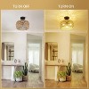 Gulches 11 in Brown Boho 3-Light Dimmable Semi Flush Mount Ceiling Light for Living Room with Handmade Rattan Wicker Shade - 3 of 4