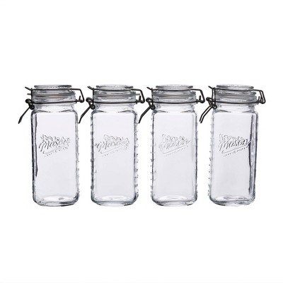 Clear Glass Mini Clamp Storage Jars Set of 4