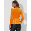 INSPIRE CHIC Women's Elegant Sweetheart Neck Long Sleeve Velvet Peplum Top - 3 of 4