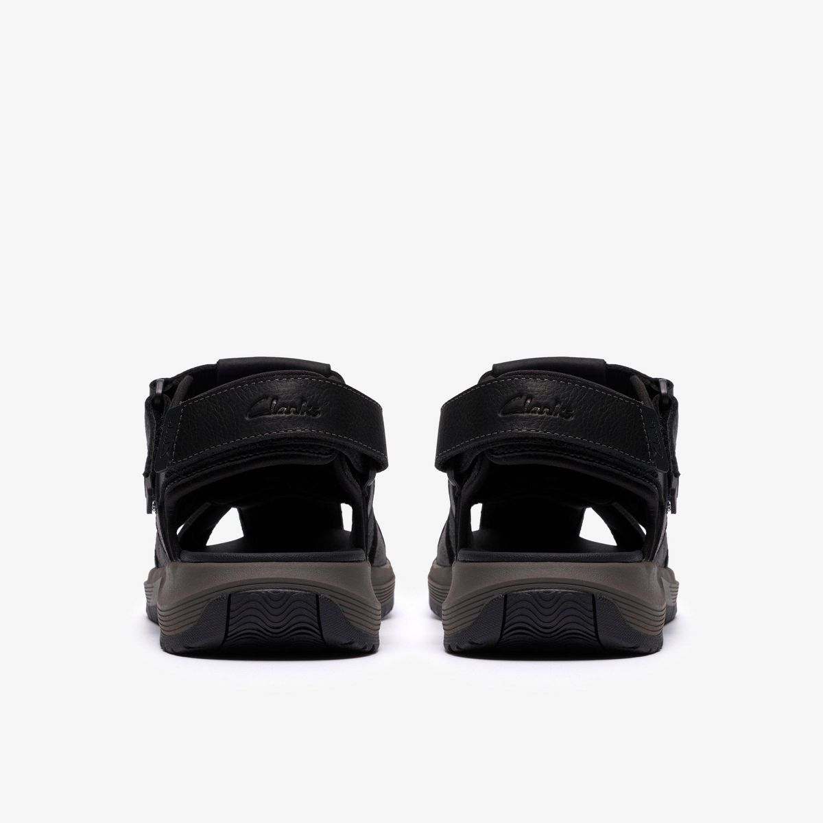 Clarks Mens Guideview Cove Black Leather Sandals - thumbnail 5