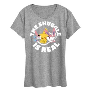 Women's - Pokémon - The Snuggle Is Real Pikachu and Sylveon Short Sleeve Graphic T-Shirt - 1 of 4