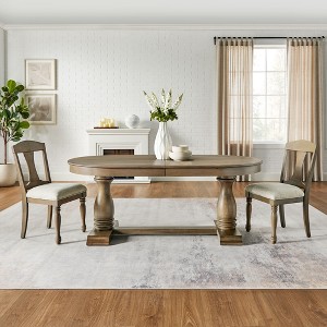 GDFStudio Lindsay Mid-Century Retro Solid Wood and Fabric Upholstered Dining Chairs with Spindle Legs(Set of 2) - 1 of 4