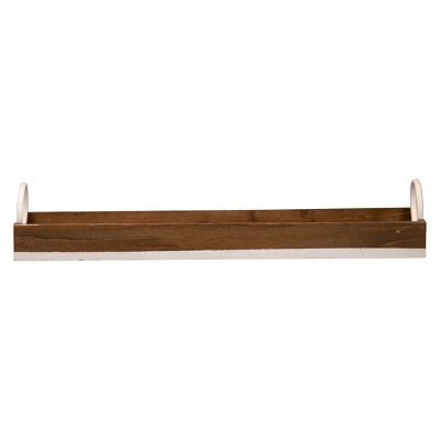 Natural Wood Decorative Tray with White Metal Handles - Foreside Home & Garden