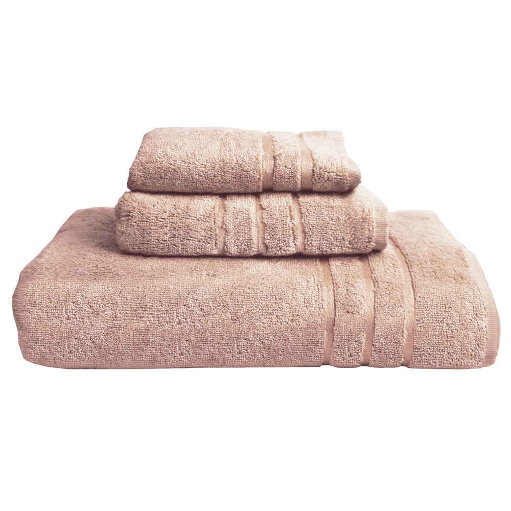 Cariloha Organic Bamboo and Turkish Cotton Towel Set - Highly Absorbent and Odor-Resistant - 600 GSM - Set of 3 - Blush
