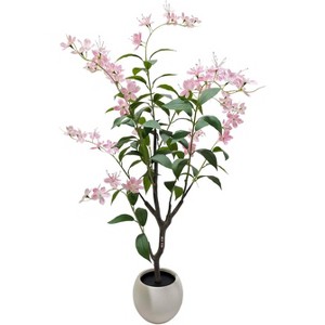 6FT Artificial Jasmine Tree for Home Decor, Outdoor Pink Fake Flowers, Fake Plants, Bonsai Tree, Model Trees, Faux Tree for Living Room Bedroom - 1 of 4