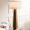 Possini Euro Design Modern Table Lamp 36" Tall with USB Dimmer Dark Gold Glass Off White Fabric Drum Shade for Bedroom Living Room House Bedside Home - 2 of 4