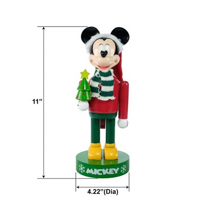 Disney Mickey Mouse 11" Red and Green Wooden Holiday Nutcracker