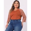 Agnes Orinda Women's Plus Size Top Raglan Floral Print V Neck 3/4 Sleeve Peasant Blouse - 2 of 4