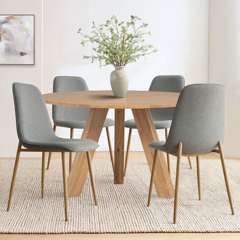 Oslo Dining Chairs Set Of 4,Linen Dining Chair with Oak Metal Legs-Maison Boucle, 1 of 13