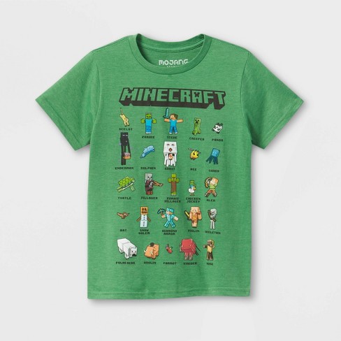 Boys' Minecraft Sleeve Graphic T-shirt Green Xxl Target