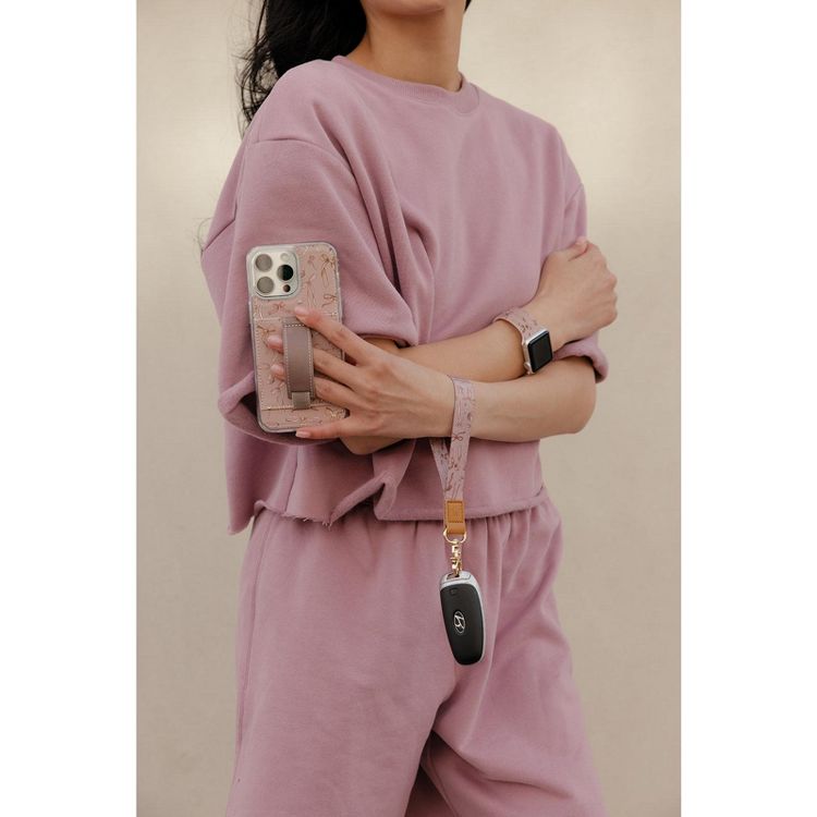 Walli Cases Blush and Bows Phone Case with Wallet and Finger Strap, 3 of 9