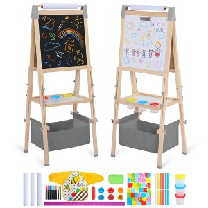 Kinder King Kids Art Easel Double-Sided Art Easel with Whiteboard and Chalkboard for Painting - 1 of 4
