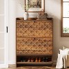 Tribesigns 2-Tier Shoe Cabinet, Farmhouse Entryway Storage with Flip Drawers & Open Shelf, for Hallway, Foyer, Living Room, Rustic Brown - 4 of 4