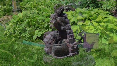Rustic Brown Polyresin Solar Cascading Water Fountain with LED Light