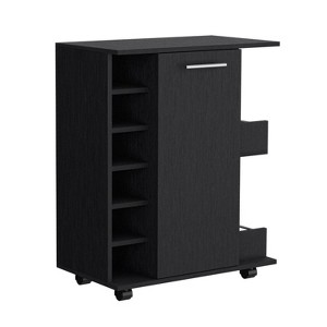 Depot E-Shop Bar Cart with 6-Built in Bottle Racks, Casters and 2-Open Side Shelves - 1 of 4