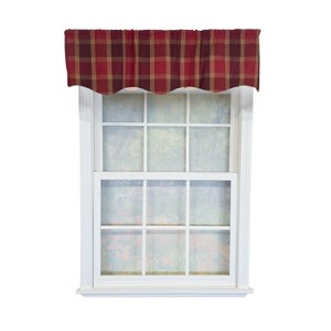RLF Home 100% PolyesterDuncaster Shapped Valanc Fully lined Rod Pocket Valance 50" x 13"  Burgundy - 1 of 4