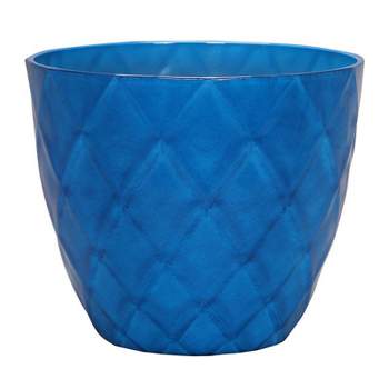 L&G Solutions 13.5 in. H X 16 in. D Polyresin Diamond Planter Blue