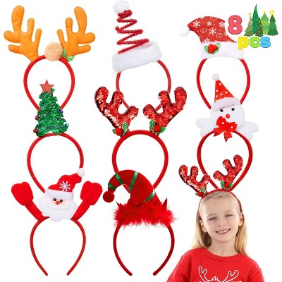 JOYFY  8pcs Christmas Headbands Different Designs Santa Snowman Christmas Tree Reindeer Headbands