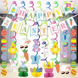 Joyfy 31 PCS Easter Decorations Egg Bunny Foil Swirl Party Hanging Decoration huge Value Kit for Easter and Themed Party Decoration - 1 of 4