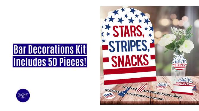 Big Dot of Happiness Stars & Stripes - DIY Patriotic Party Signs - Snack Bar Decorations Kit - 50 Pieces, 2 of 11, play video