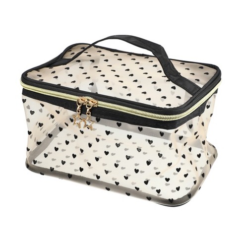 Large Capacity Travel Cosmetic Bag Plaid Checkered Makeup 01-White